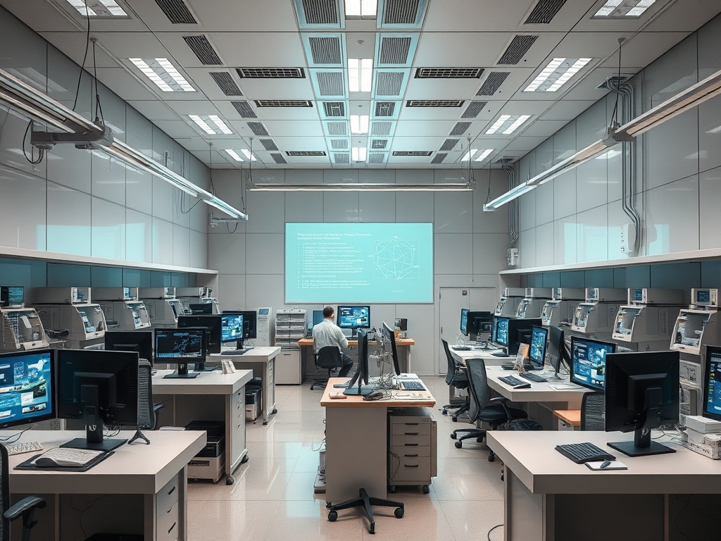 Маркетинг на фильмах как Современный аудиторией с компьютерами и проектором, где человек работает за столом.